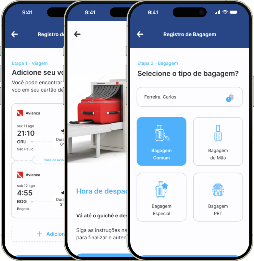 Imagem de telas do app Bagaer.